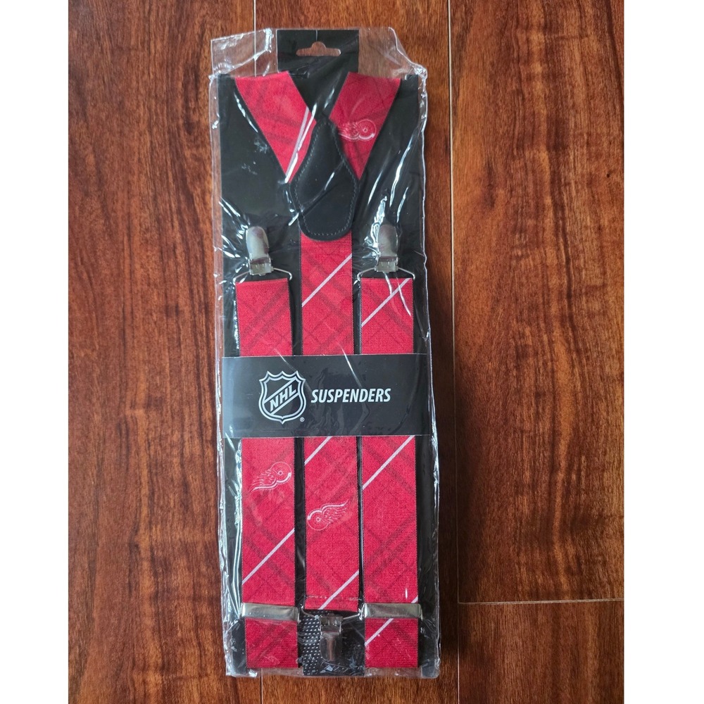 NHL Detroit Red Wings Suspenders Mens Red Oxford Eagles Wings Hockey Fan Gear